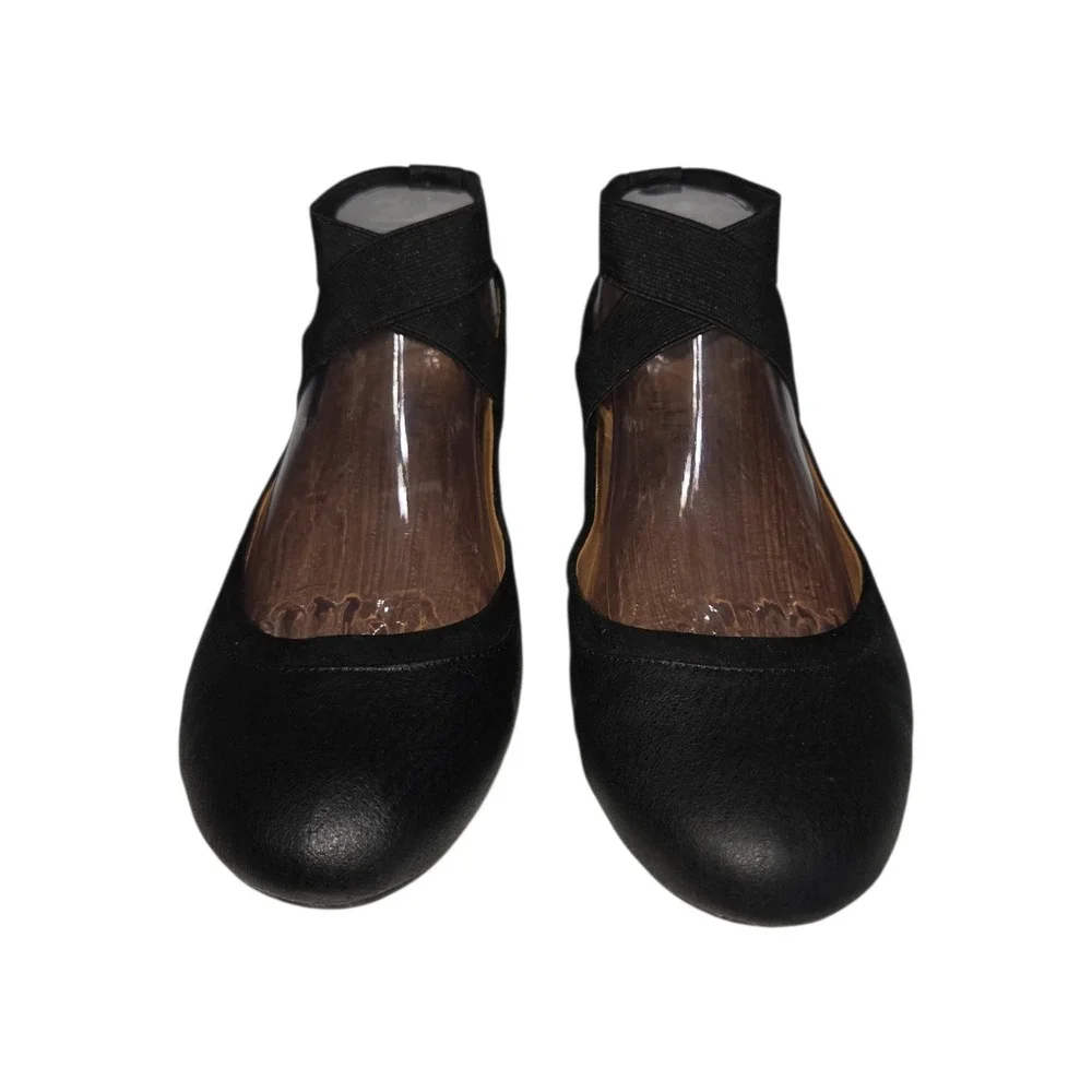 Style & Co Beaa Black Ankle Strap Ballet Flats Round Toe Shoes Womens 9